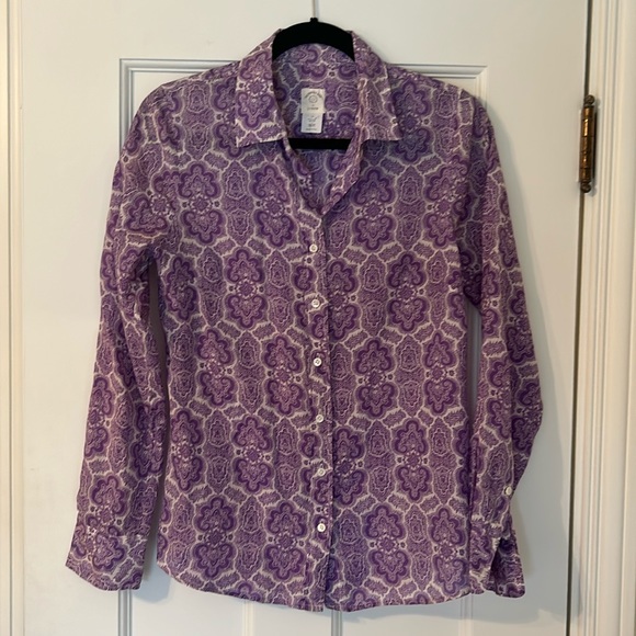 J Crew Purple and white button down shirt - Picture 1 of 9